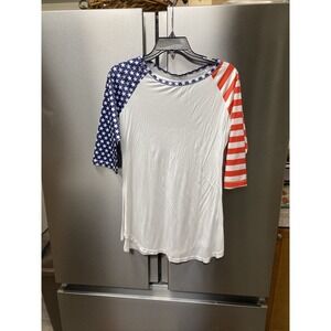 Styleword Top Womens Small Patriotic American Flag Light Weight Shirt